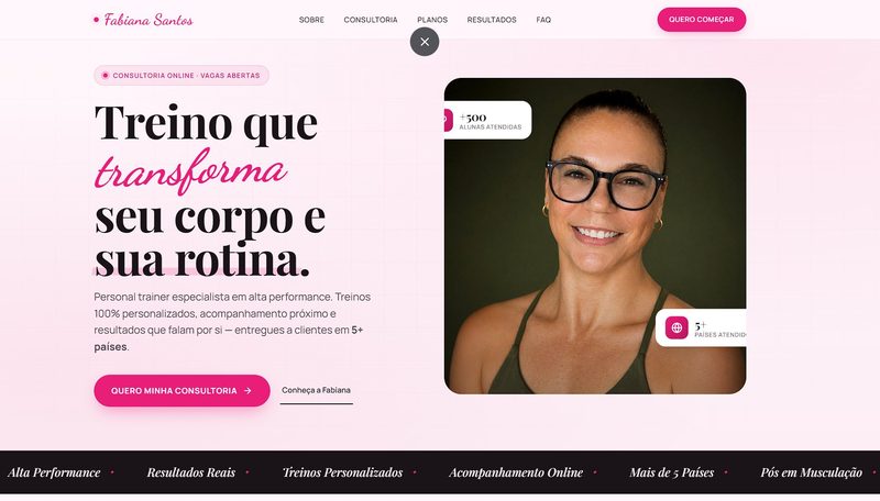 Landing page da Fabiana Santos